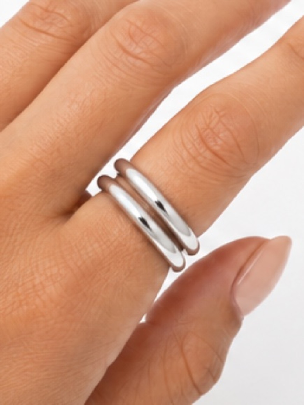 NEW - 2 for $25 Stylish Smooth & Shiny Polished Silver Stackable Ring - Size 7